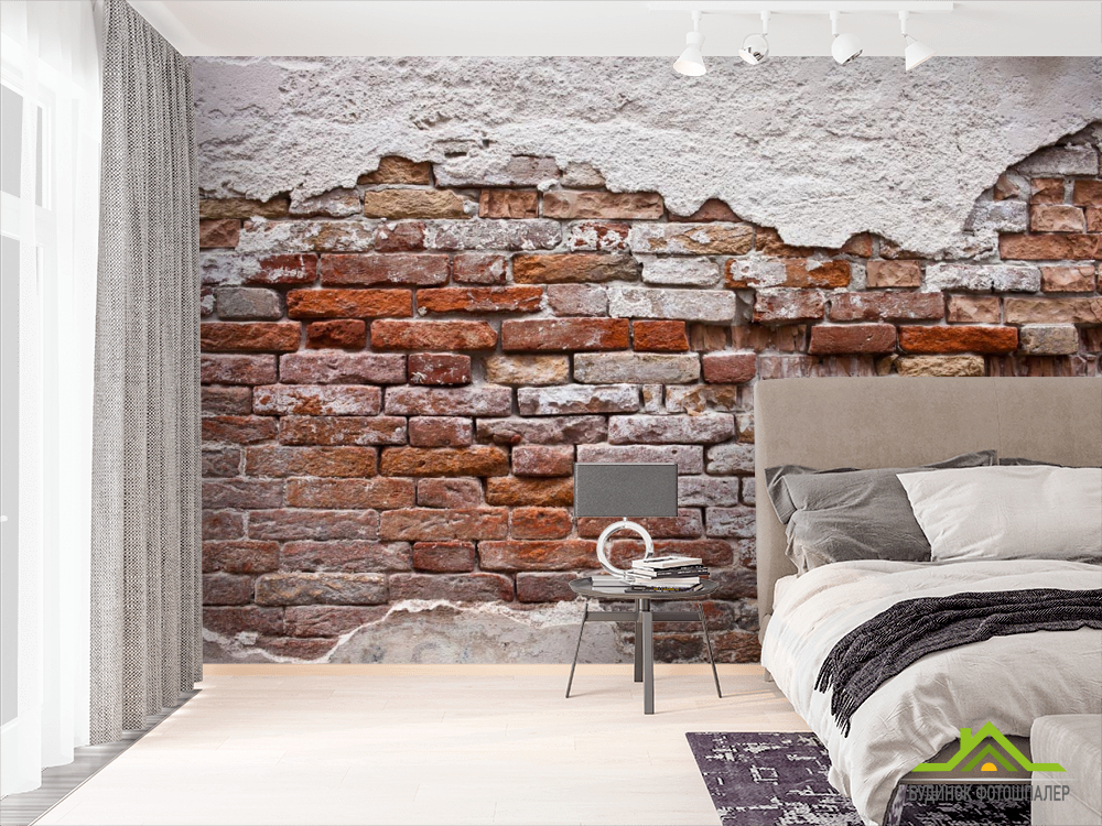 Фотообои Красный кирпич и штукатурка