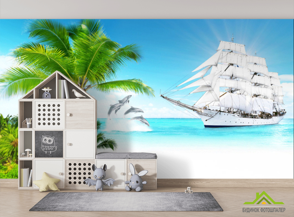 выбрать Фотообои Пиратский корабль в море Фотообои в детскую на стену