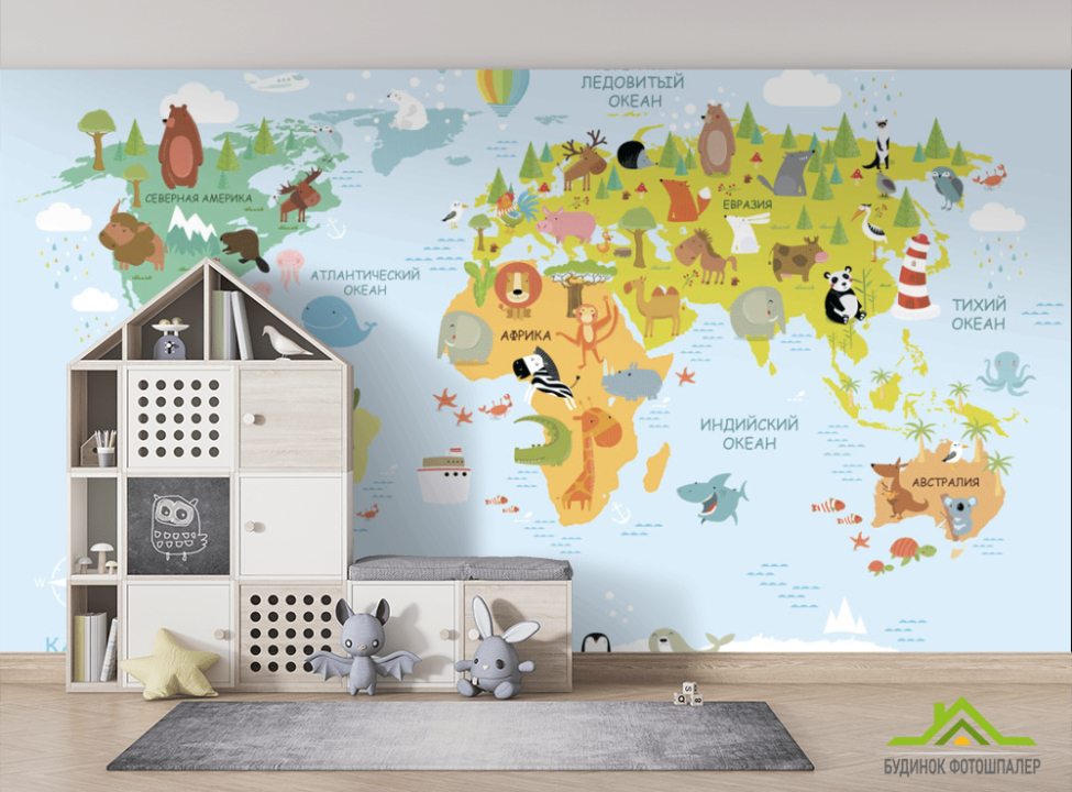 выбрать Шпалери в дитячу Карта Фотошпалери Розвиваючі карти на стіну