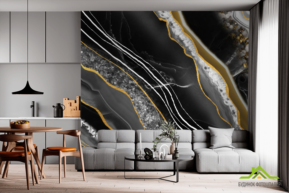 Фотообои срез мрамора с золотом