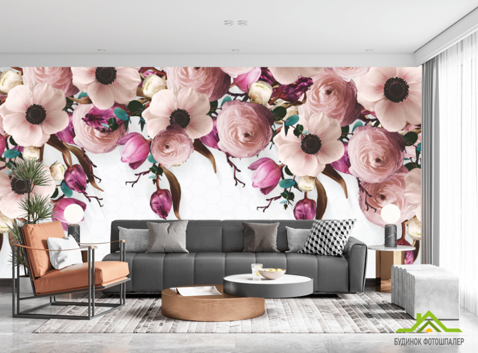 выбрать Фотообои Розовый микс из цветов Фотообои Цветы на стену
