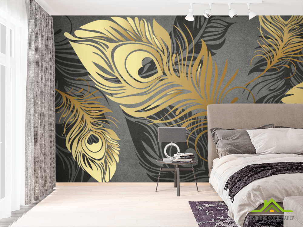 Фотошпалери Золоті векторні пір'я