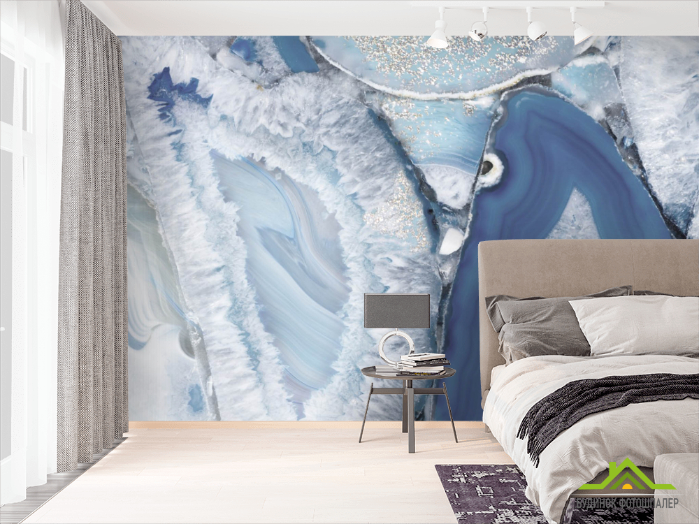 Фотошпалери Синій мармур Fluid art