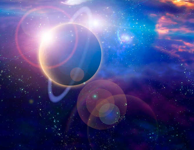 Фотообои Планета и млечный путь