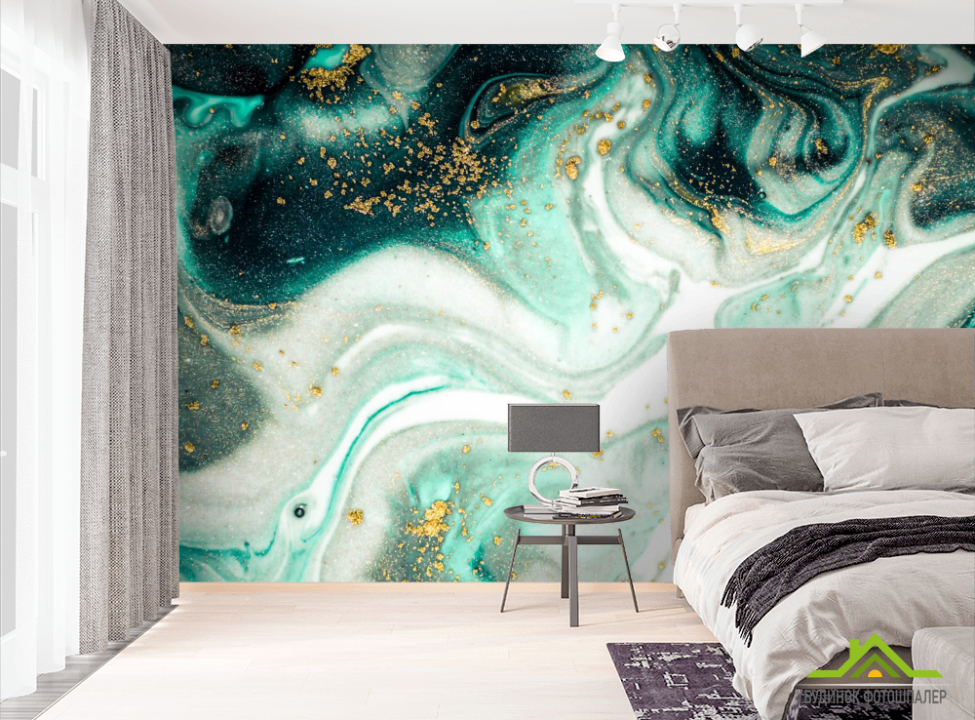 выбрать Фотошпалери Зелений флюїд алкоинк Фотошпалери Fluid art на стіну