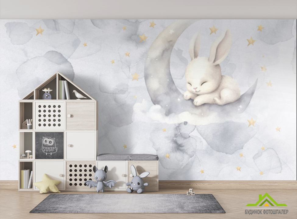 выбрать Фотошпалери Зайка і місяць Фотошпалери Little kids на стіну