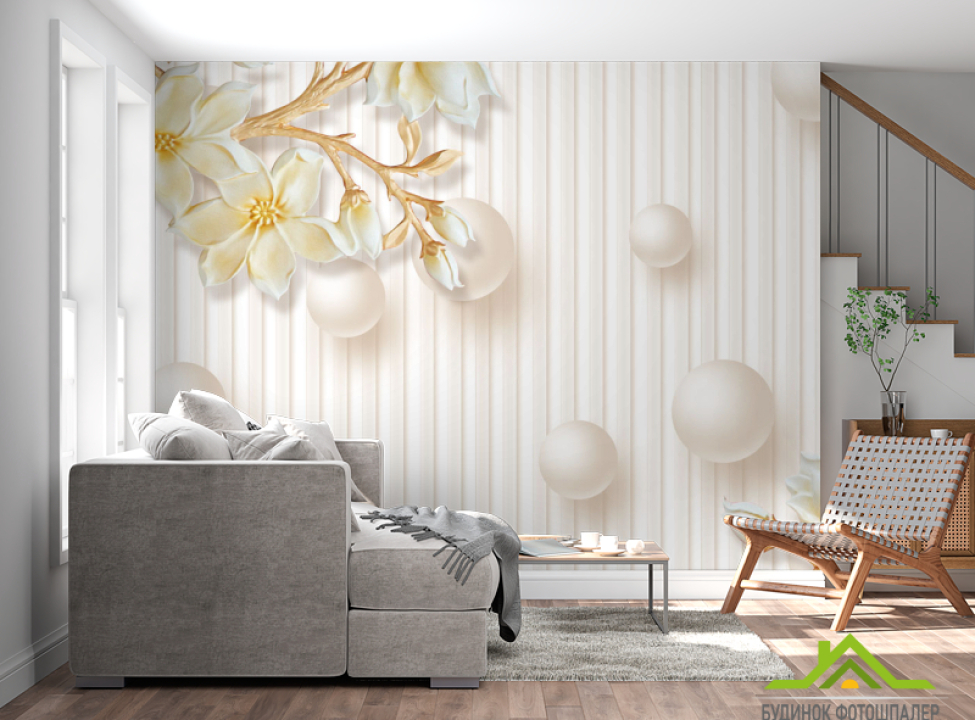 выбрать Фотошпалери Керамічні квіти і кола Фотошпалери квіти 3d на стіну