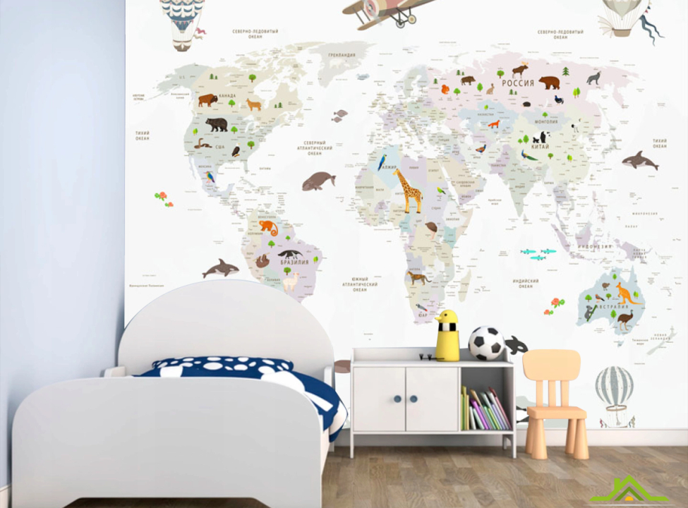 выбрать Фотообои Карта в детскую Фотообои Развивающие карты на стену