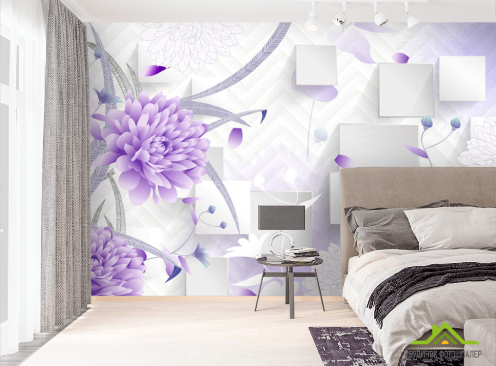 выбрать Фотошпалери Фіолетові квіти 3д Фотошпалери 3Д на стіну