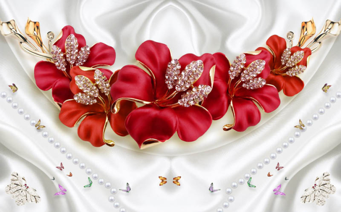 Фотошпалери сучасні 3D Стерео квіти