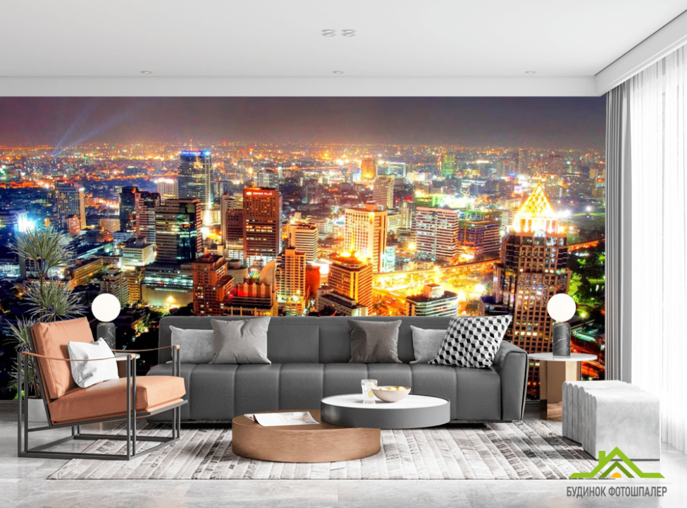 выбрать Фотообои Вид сверху на ночной город Фотообои Город на стену
