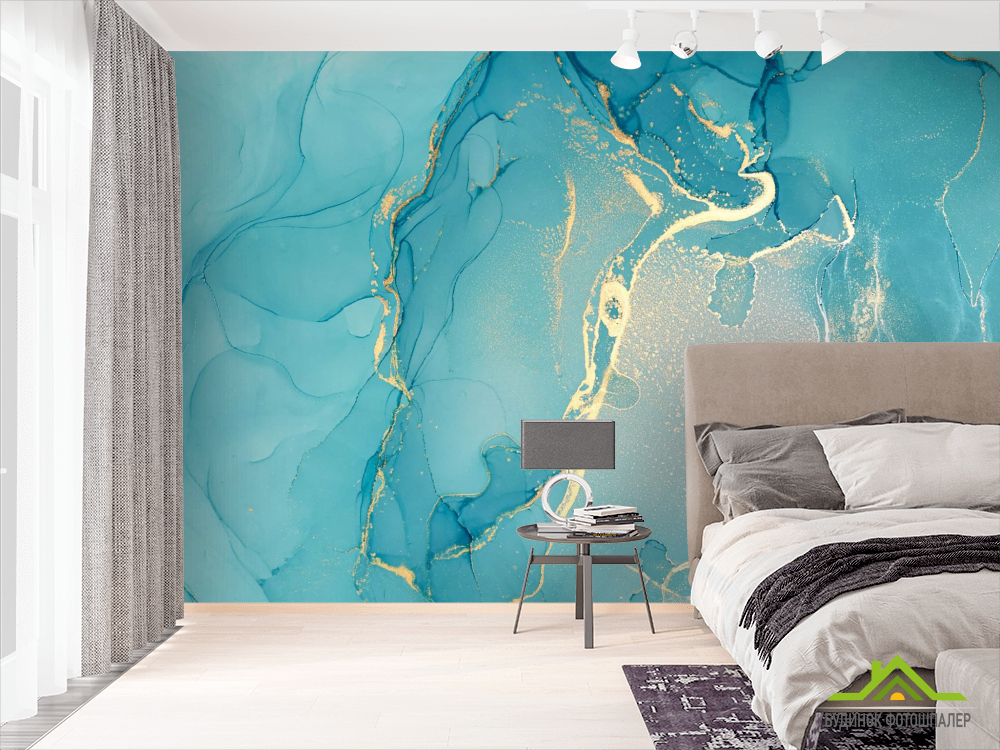 Фотошпалери Блакитний Fluid art