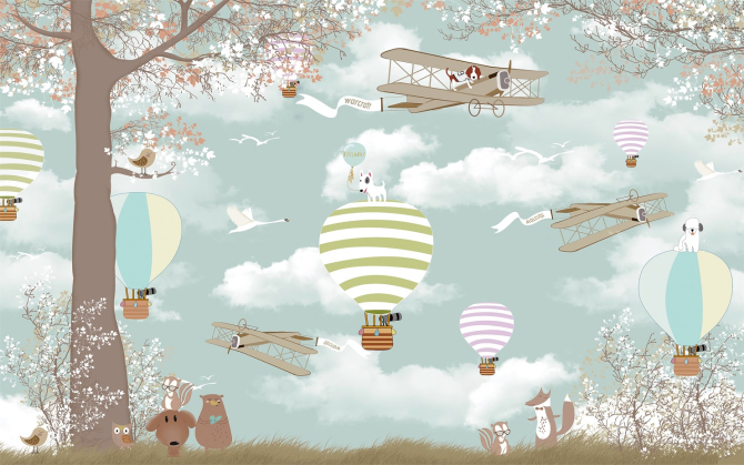 Фотообои воздушные шары с животными