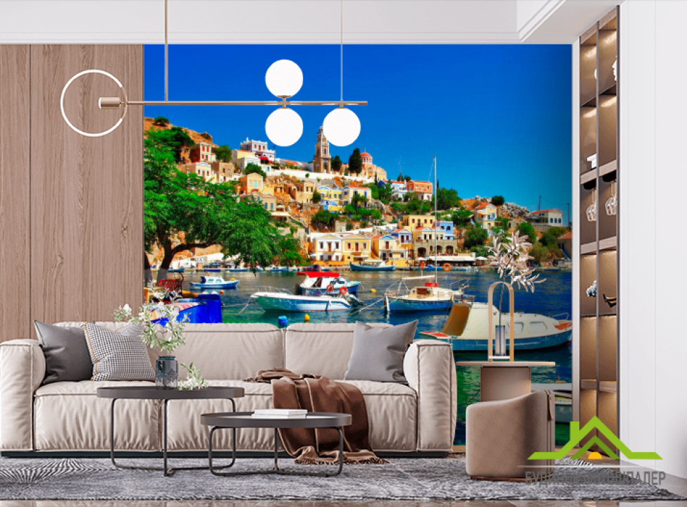 выбрать Фотообои о. Санторини, Греция Фотообои Город на стену