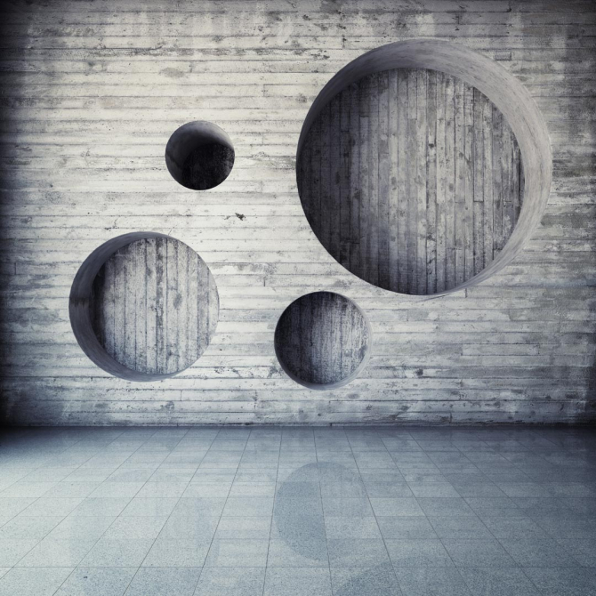 Фотообои Серая деревянная стена с кругами