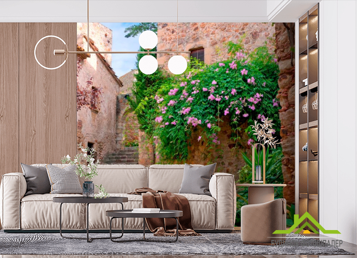 Фотошпалери Сходинки з квітами