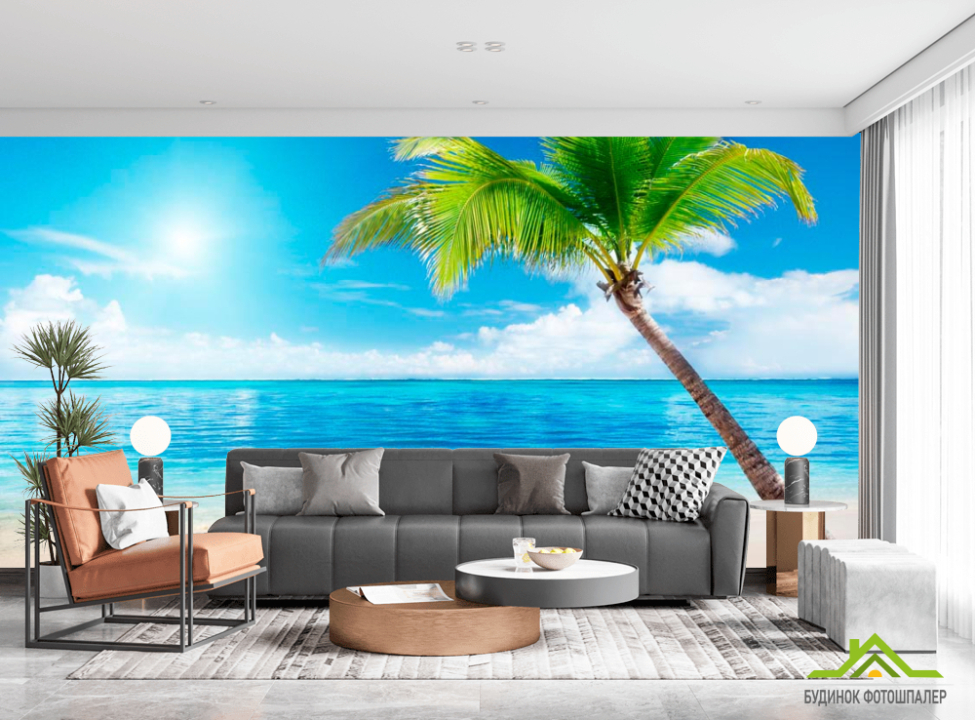 выбрать Фотошпалери Пляж, пальма, штиль Фотошпалери Море на стіну