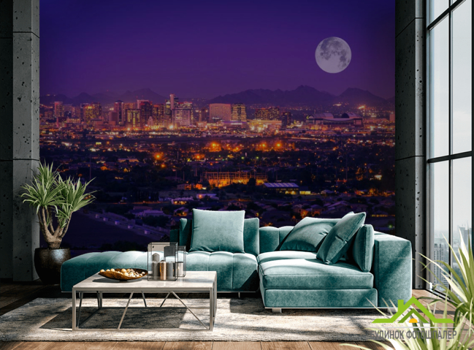 выбрать Фотошпалери місяць над містом Фотошпалери Місто на стіну