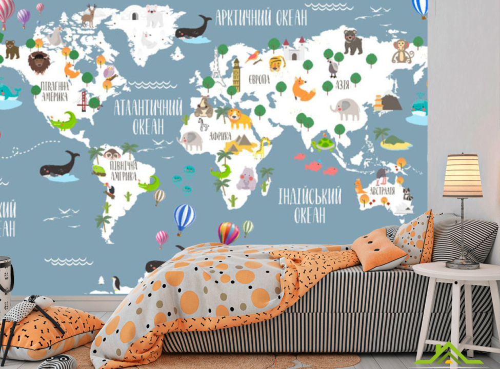 выбрать Фотообои Карта детская на украинском Фотообои Развивающие карты на стену