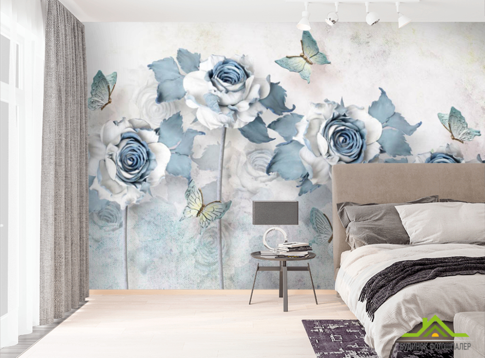 выбрать Фотошпалери 3D Блакитні троянди  на стіну