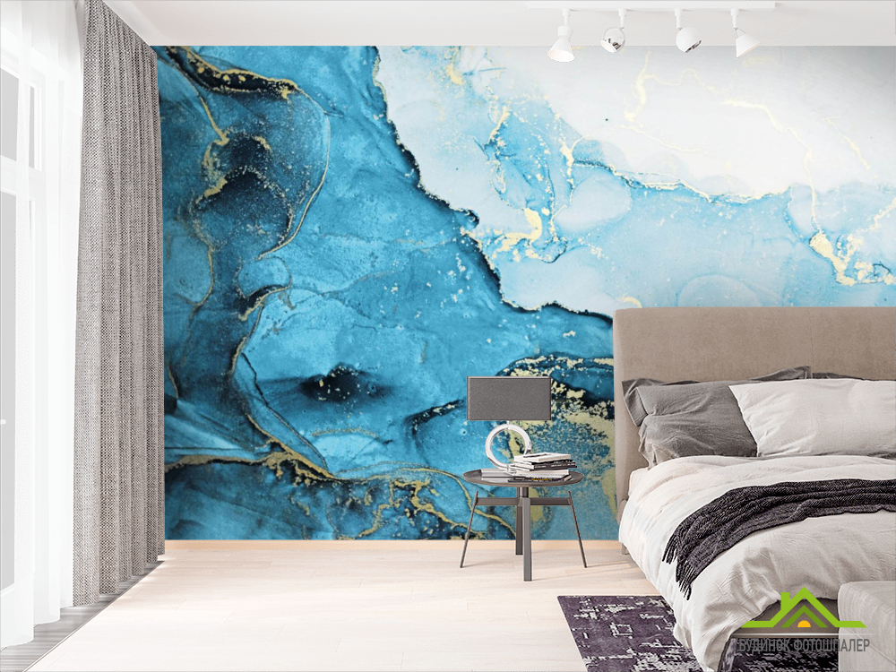 Фотообои Синий Fluid art