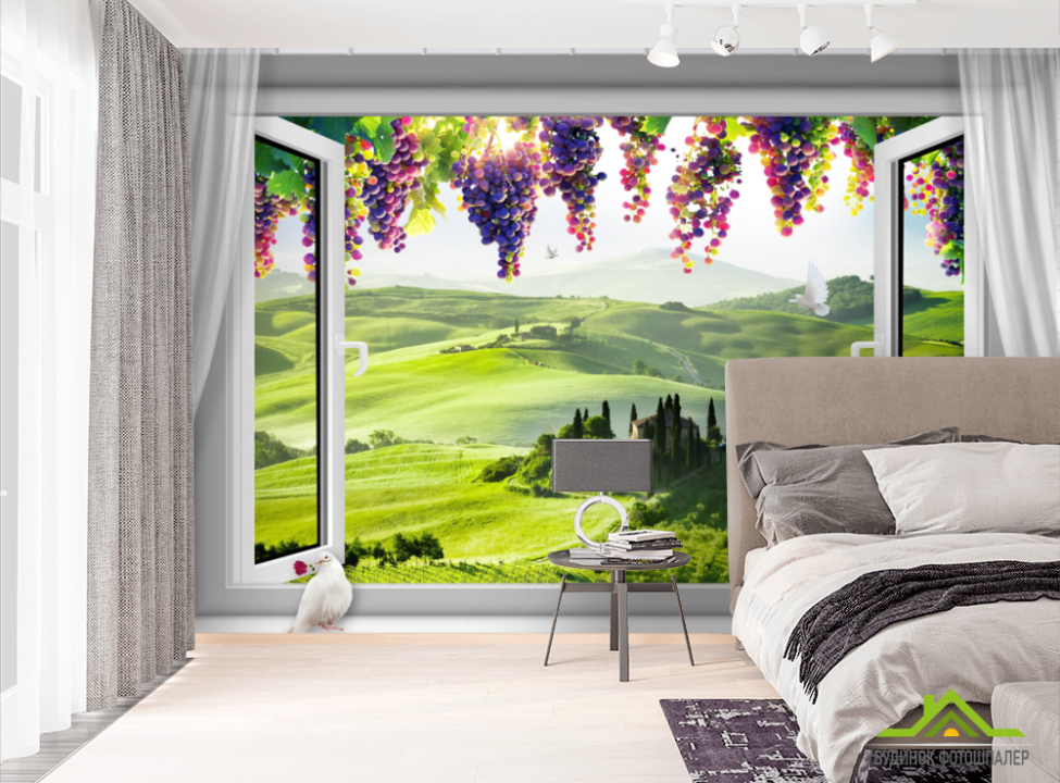 выбрать Фотошпалери Тоскана за вікном Фотошпалери Вид з вікна на стіну