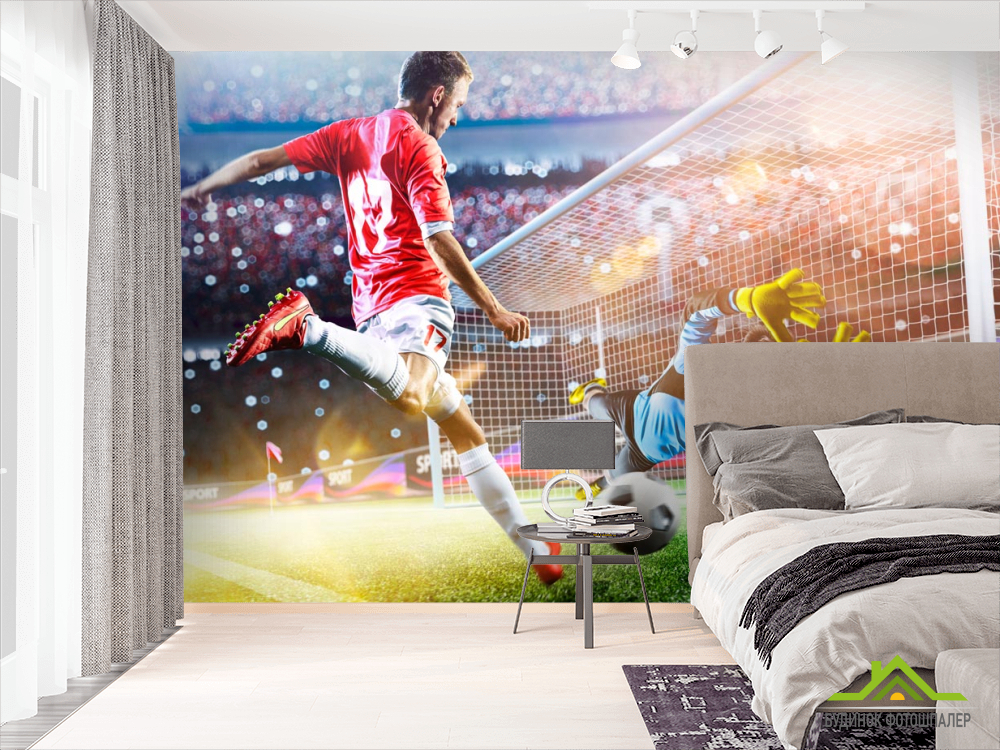 Фотообои футболисты у ворот