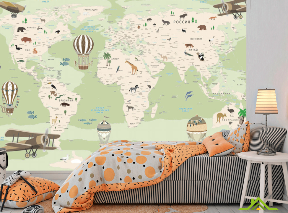 выбрать Шпалери в дитячу Карта Фотошпалери Розвиваючі карти на стіну