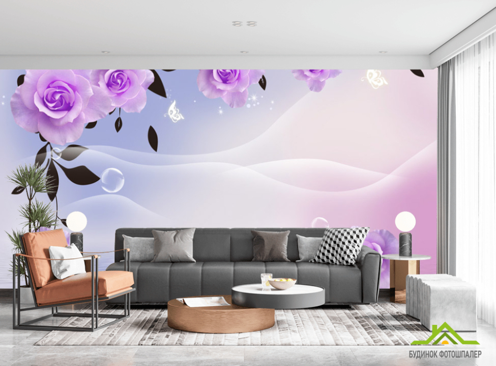 выбрать Фотошпалери Фіолетові квіти 3д Фотошпалери квіти 3d на стіну