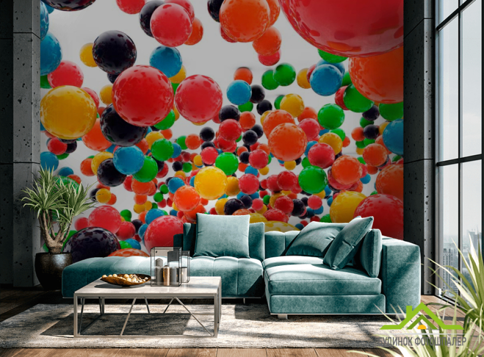 выбрать Фотообои Шарики-жевачки Фотообои 3D объемные на стену