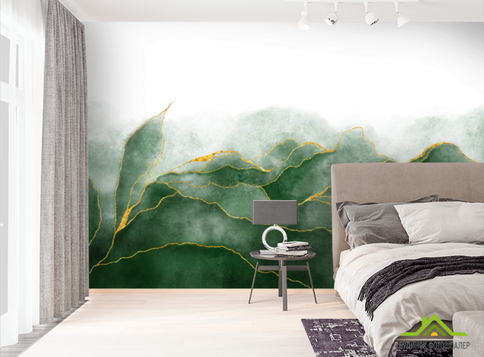 выбрать Фотошпалери Зелений Fluid art з золотом Фотошпалери Fluid art на стіну