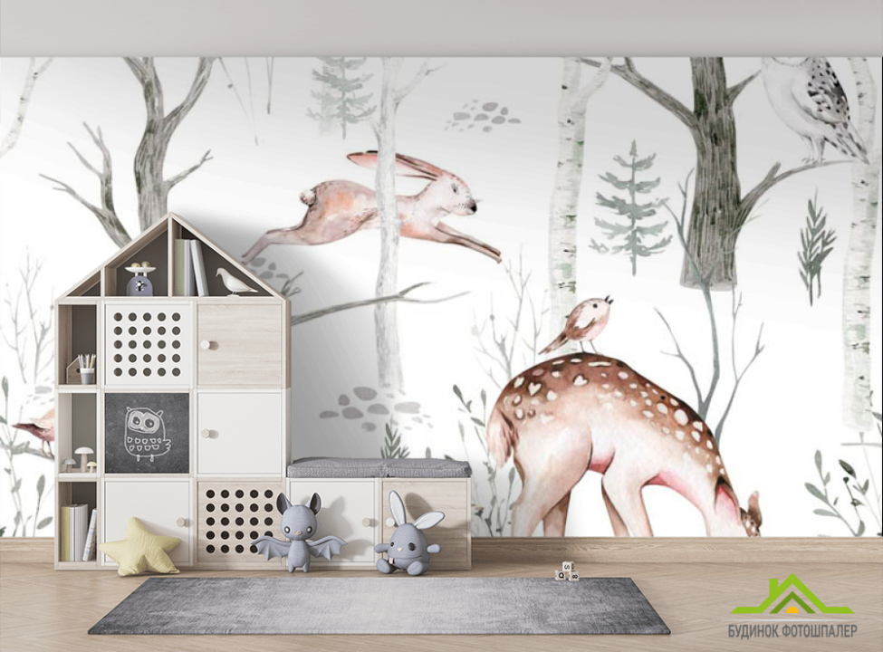 выбрать Фотошпалери акварельні тварини Фотошпалери Little kids на стіну