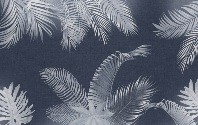 Фотообои Листья на синем