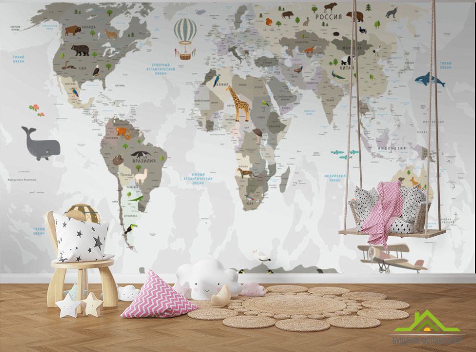 выбрать Фотообои Карта в детскую Фотообои в детскую на стену