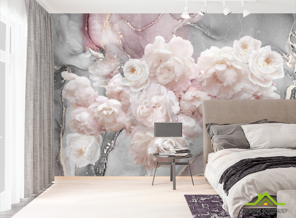 выбрать Фотошпалери півонії на тлі флюїду Фотошпалери Квіти на стіну