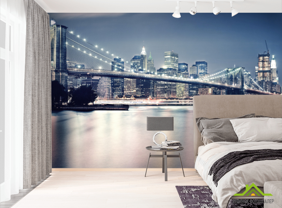 выбрать Бруклинский мост в огнях Фотообои Бруклинский мост на стену