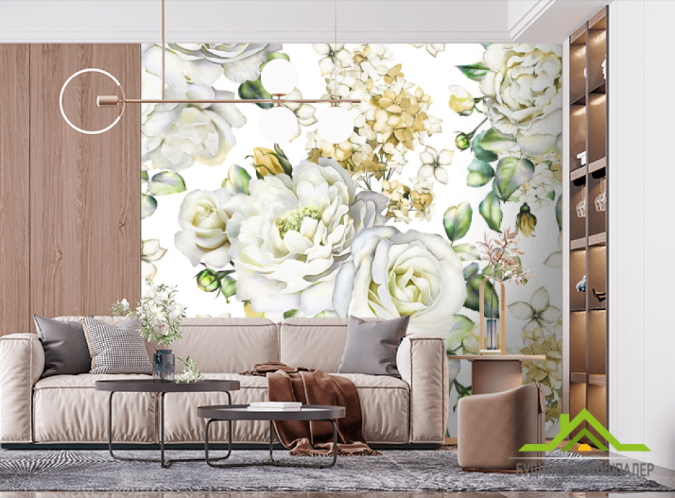 выбрать Фотошпалери білі троянди на білому тлі Фотошпалери Квіти на стіну