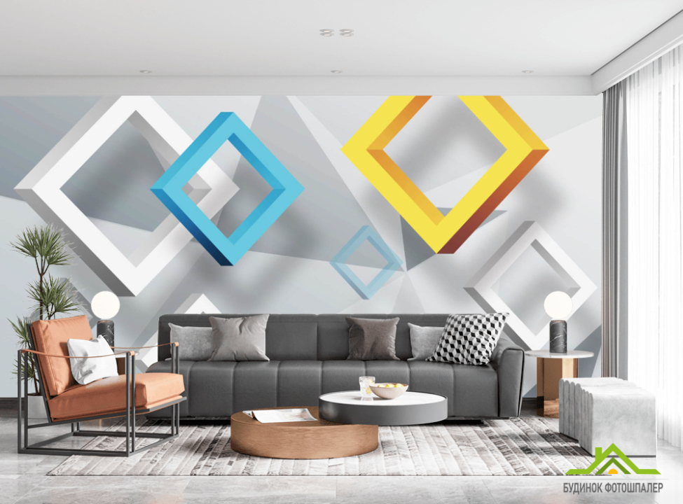 выбрать Фотообои 3д квадраты Фотообои Геометрия на стену