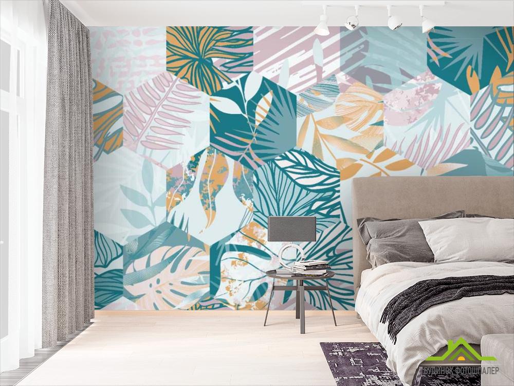 Фотообои Печворк из листьев