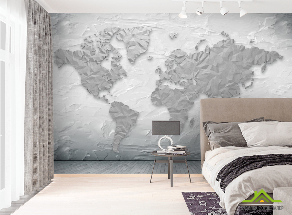 выбрать Фотошпалери Сіра карта 3Д Фотошпалери карта Світу на стіну
