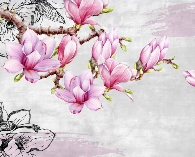 Фотошпалери дизайнерські магнолії