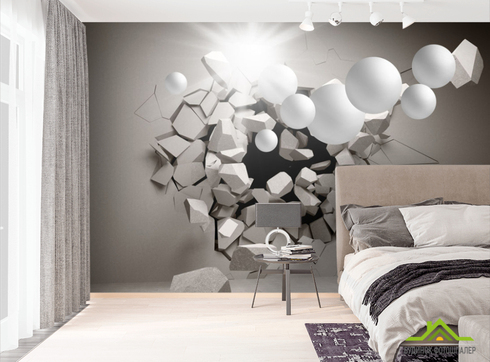 выбрать Фотошпалери 3д стіна з кулями Фотошпалери 3Д на стіну