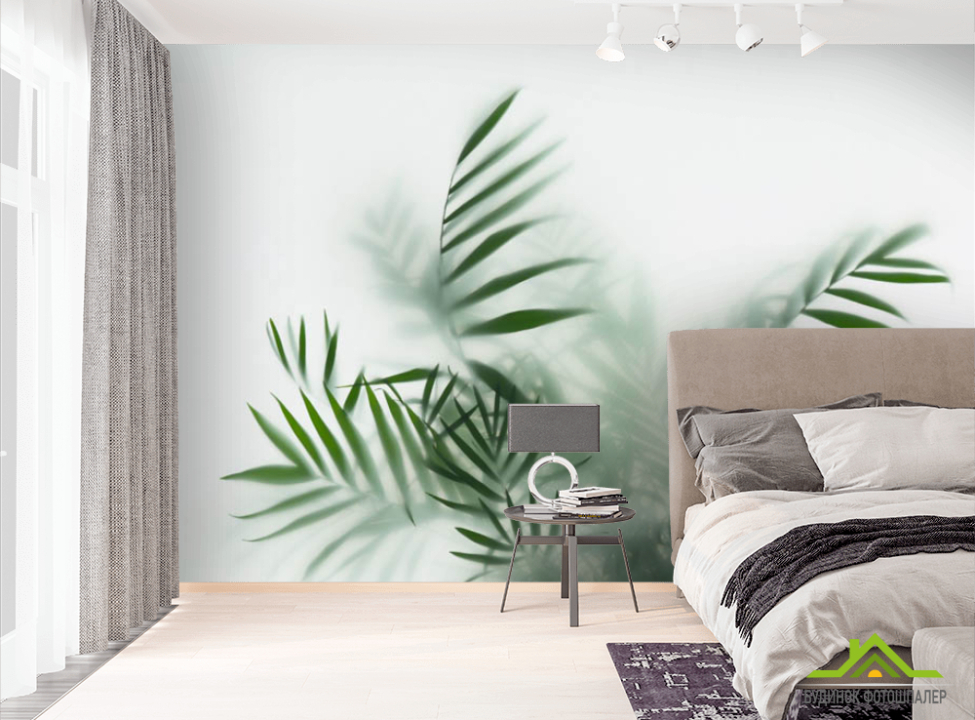 выбрать Фотошпалери листя за матовим склом Фотошпалери тропічні листя на стіну