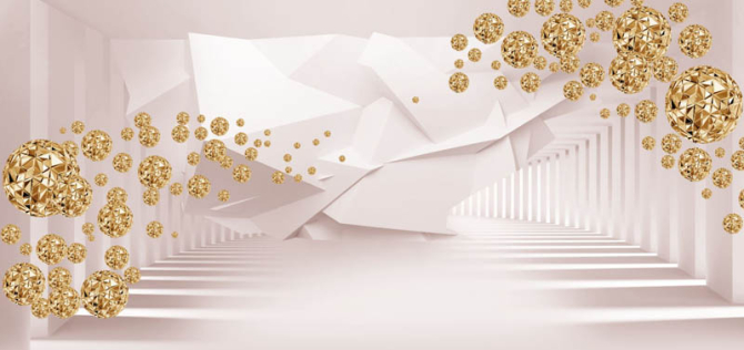 Фотообои Тонель с 3д золотыми камнями