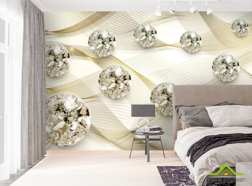 выбрать Фотошпалери Дорогоцінні камені на золотому атласі Фотошпалери 3Д на стіну