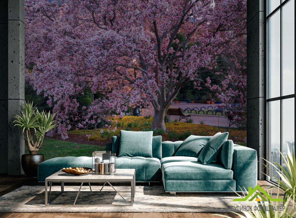 выбрать Фотошпалери пухнасте рожеве дерево Фотошпалери Природа на стіну