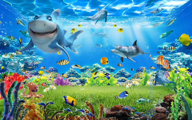 Фотошпалери Акула і її друзі