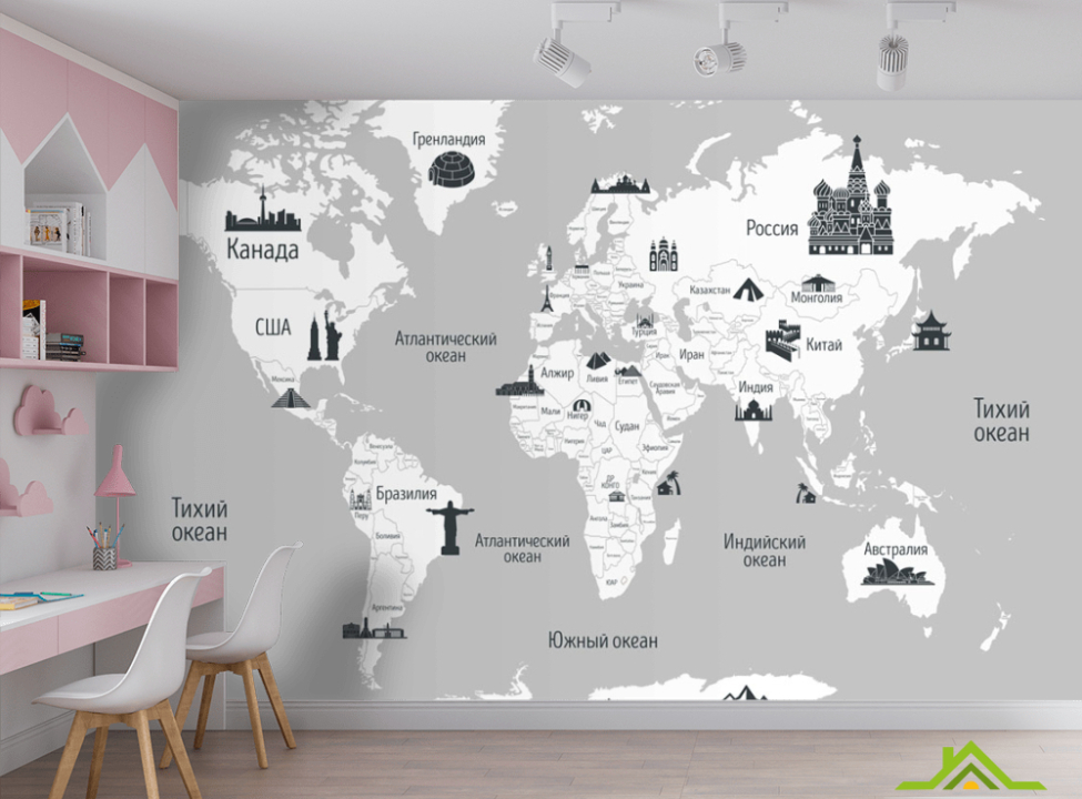 выбрать Фотообои Карта в детскую Фотообои в детскую на стену