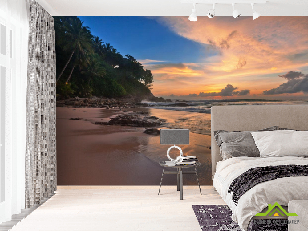 Фотообои закат на берегу моря