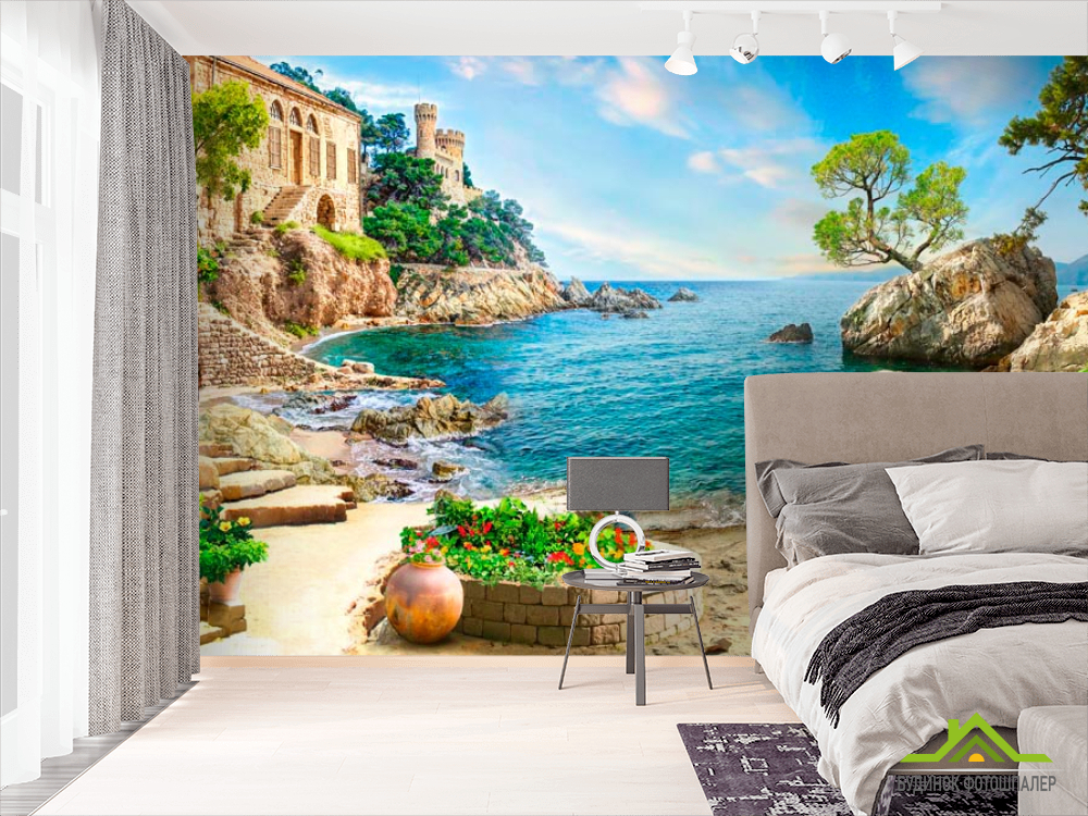 Фотошпалери Сходинки, клумба, море